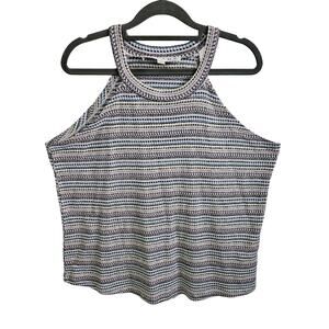 Hiatus Women's Size 0X High Neck Tank Top Multicolor Retro Knit Stripe